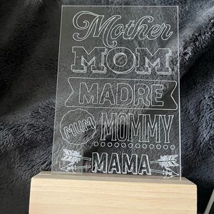 Custom acrylic Mother’s Day plaque.